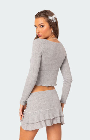 Fig Pointelle Long Sleeve Top image number 4