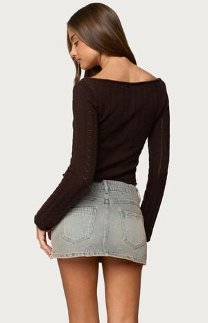 Khari Keyhole Pointelle Knit Top image number 3