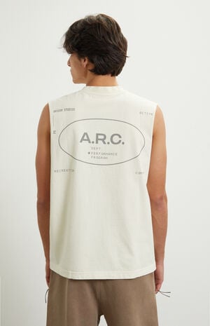 Vintage Wash Off White Comfort Cut Off Muscle T-Shirt image number 3