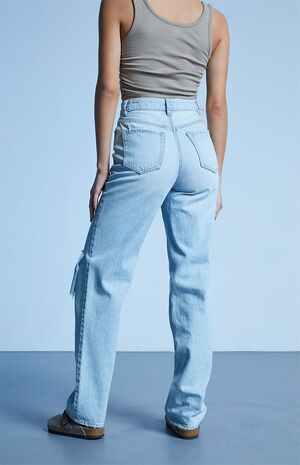 Eco Light Blue Ripped '90s Boyfriend Jeans image number 4