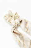 Cream Plaid Flowy Scrunchie Cream Plaid Flowy Scrunchie image number null