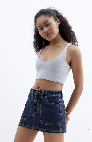Dark Indigo Mid Rise Denim Mini Skirt image number 3