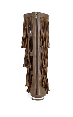 Women's Dustine Brown Fringe Sandal Booties image number 3