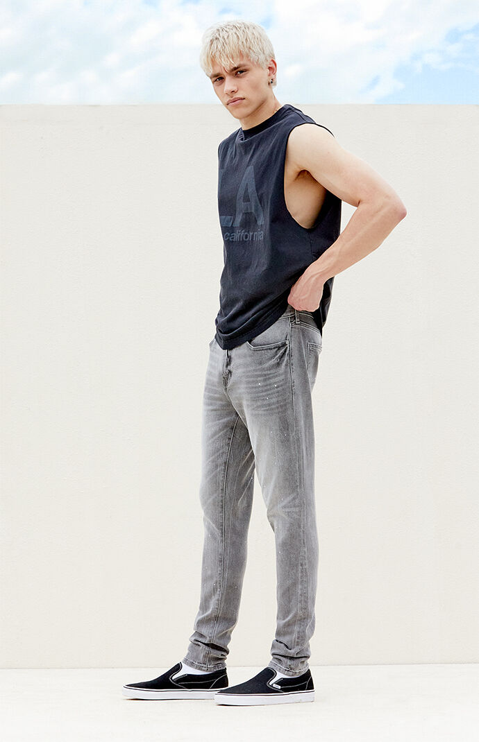 Pacsun stacked skinny side shop stripe zip black jeans
