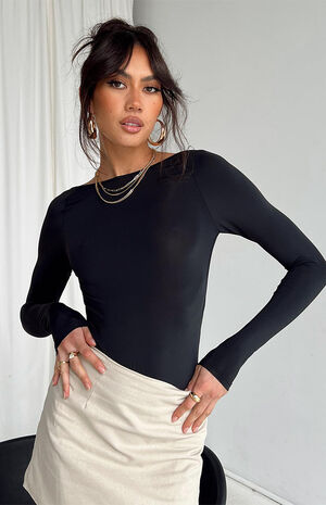 Eco Black Gatewood Long Sleeve Bodysuit image number 1