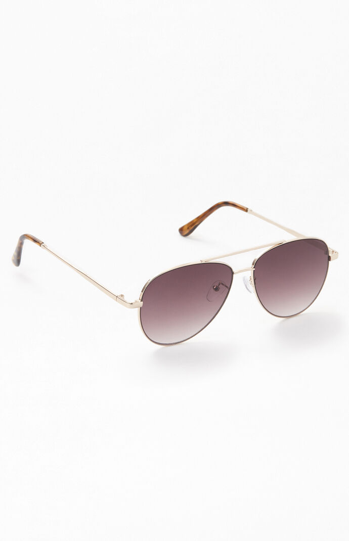 Gold Flat Lens Aviator Sunglasses