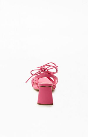 Women's Pink Strappy Heeled Sandals image number 3