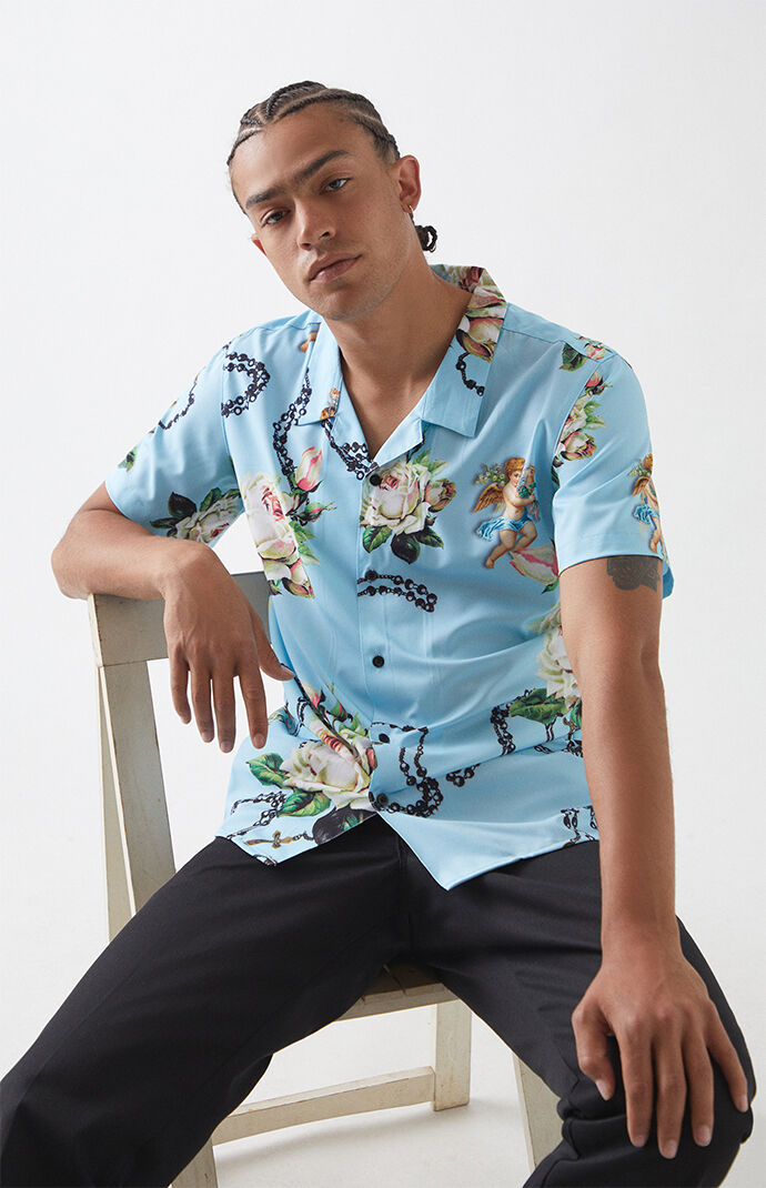 Rosary Angel Woven Camp Shirt