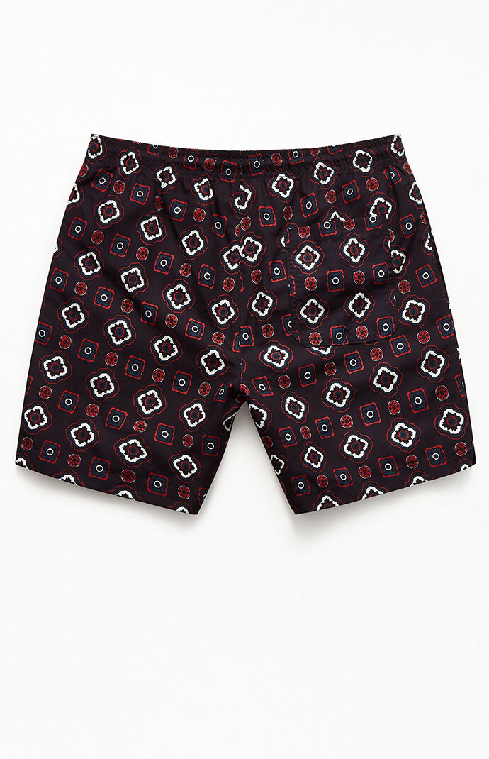 Black Ditsy Shapes 17" Swim Trunks