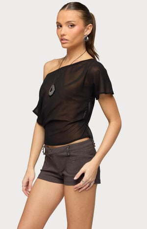 Noria Sheer Chiffon Off Shoulder Top image number 2