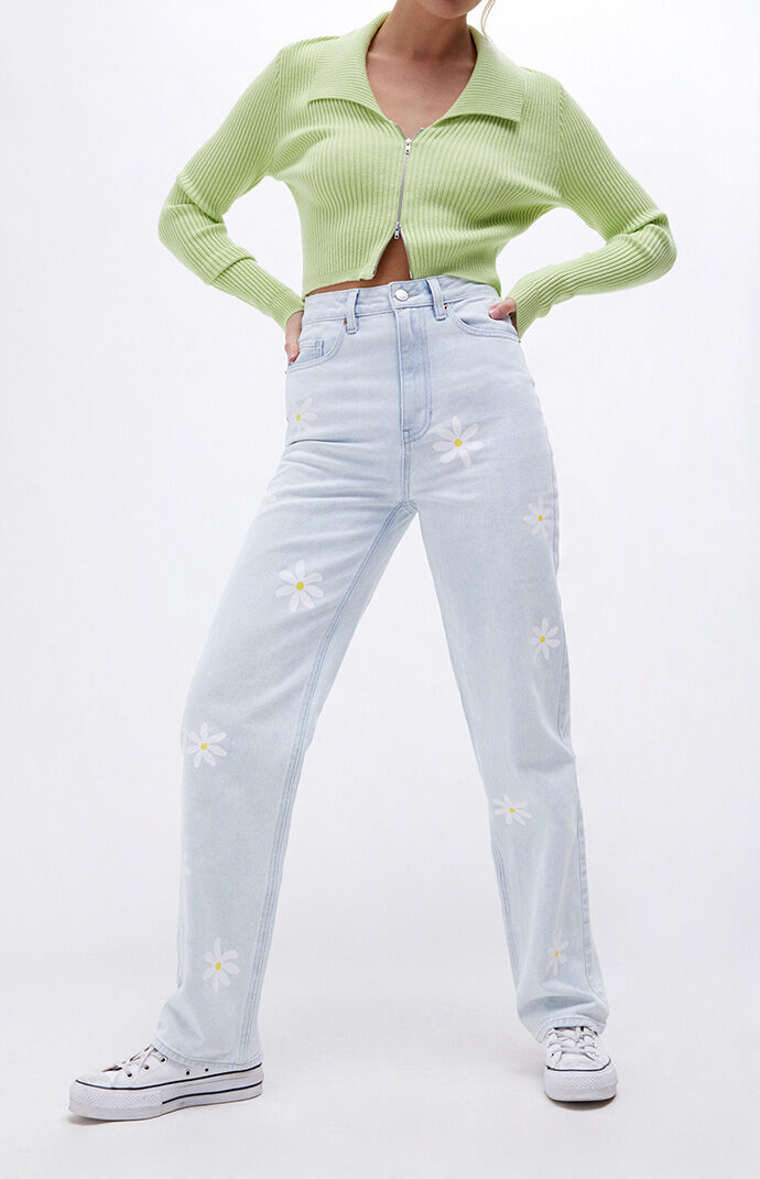PacSun Eco Light Blue Daisy Boyfriend Jeans PacSun