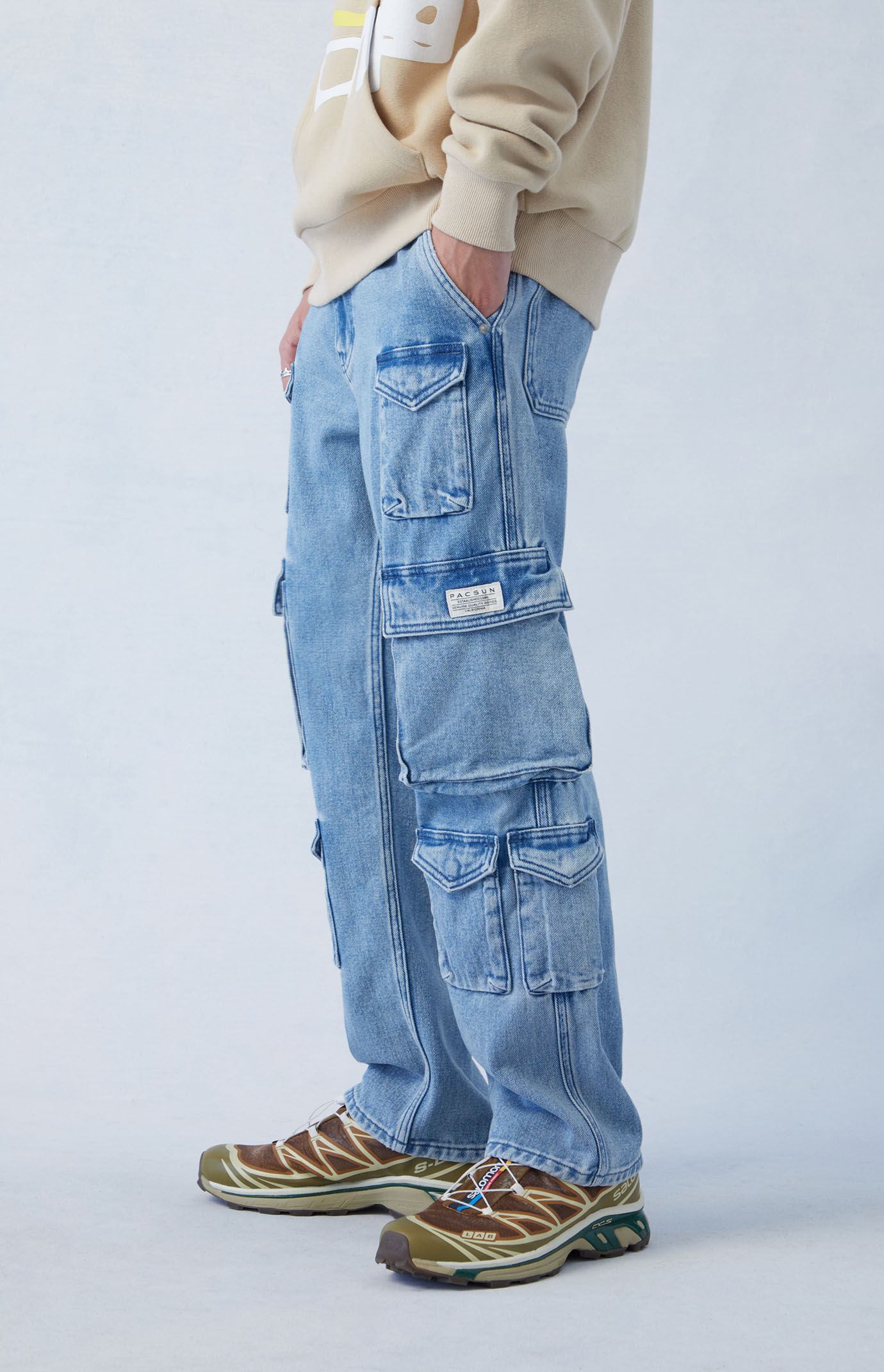 PacSun Light Indigo Straight Cargo Jeans PacSun