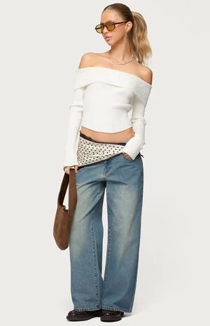 Petite Magda Low Rise Acid Wash Jeans image number 5