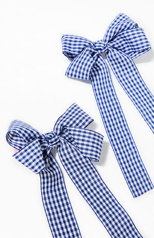 2 Pack Gingham Bow Hair Clips image number 2