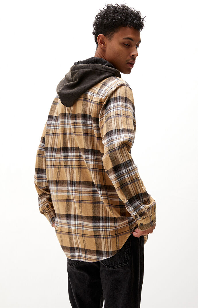 Pacsun plaid mix hooded long sleeve button up shirt best sale
