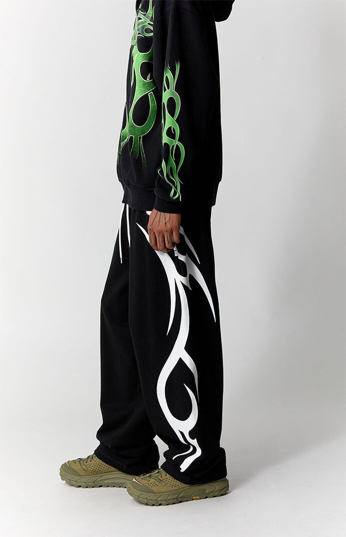 Pacsun Black Tribal Fleece Baggy Sweatpants