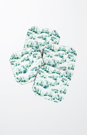 4 Pack Snowy Trees Coasters image number 1