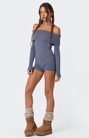 Pandorah Off Shoulder Knitted Romper image number 3