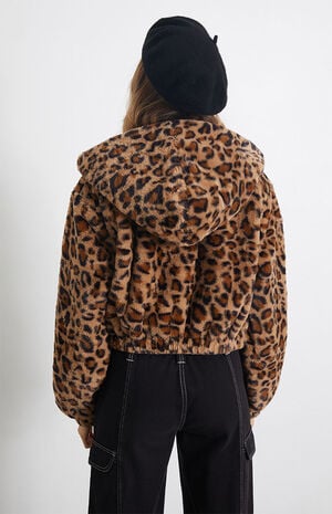 Daisy Street Leopard Faux Fur Hooded Jacket | PacSun