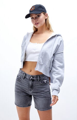 Black Baggy Boyfriend Denim Shorts image number 1