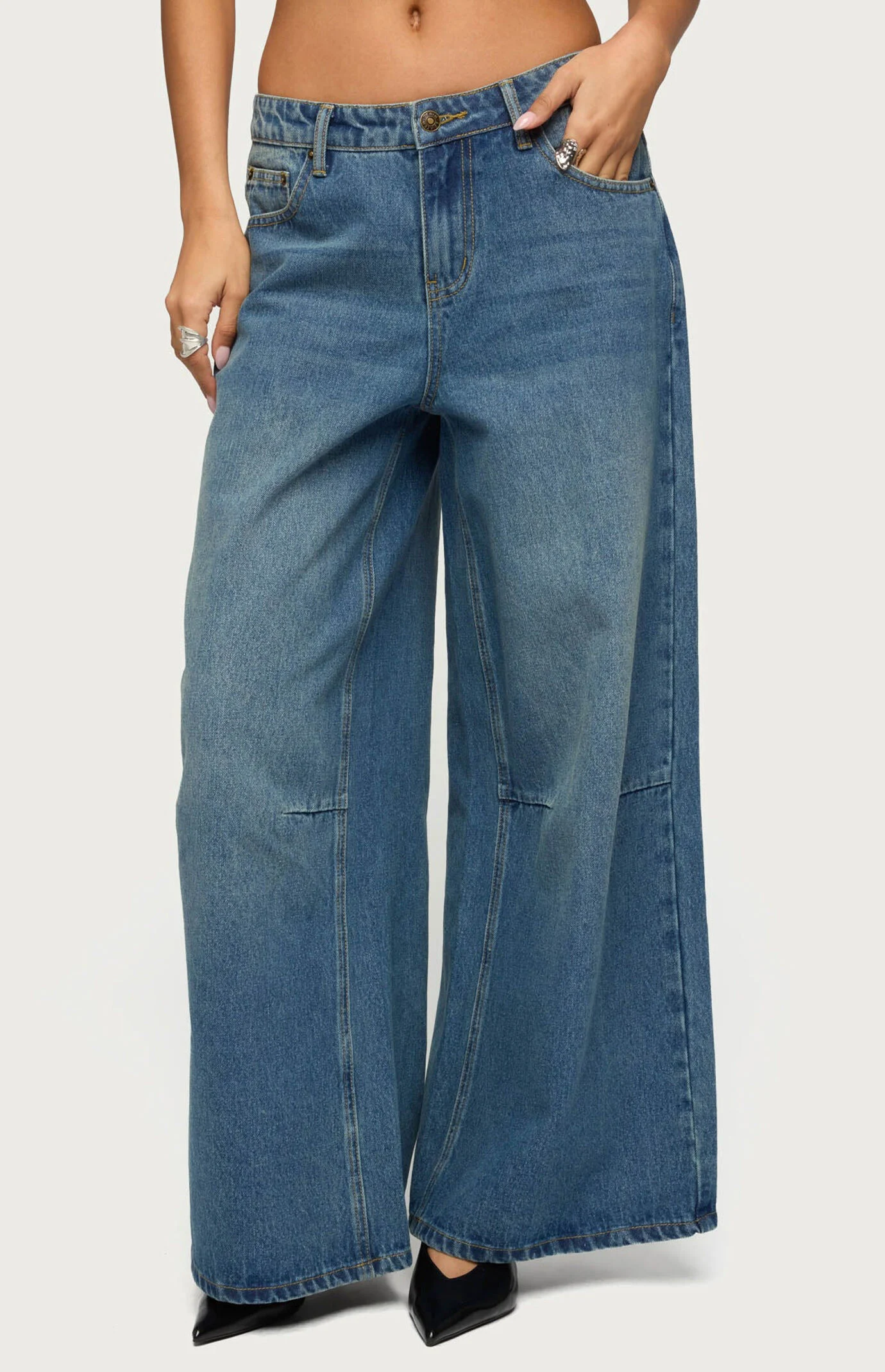 Edikted Skater Girl Washed Low Rise Baggy Jeans