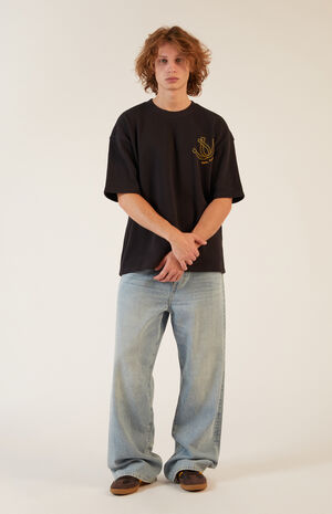 Black Moonlight Waffle Knit T-Shirt image number 4