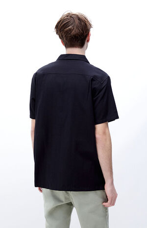 Jet Black Embroidered Camp Shirt image number 4