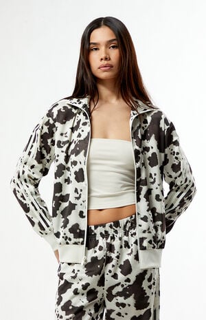 Cow Print Satin Firebird Track Jacket image number 1
