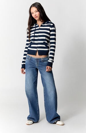 Kaia Ultimate Low Rise Baggy Jeans No Waistband Dark Blue image number 6