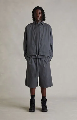 Iron Gray Relaxed Drawstring Shorts image number 1