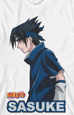 Naruto Classic Sasuke Repeat Name Crew Neck Short Sleeve Royal Blue Boy's  T-shirt-Medium