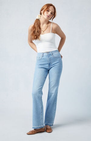 Eco Stretch Light Indigo High Waisted Bootcut Jeans image number 2
