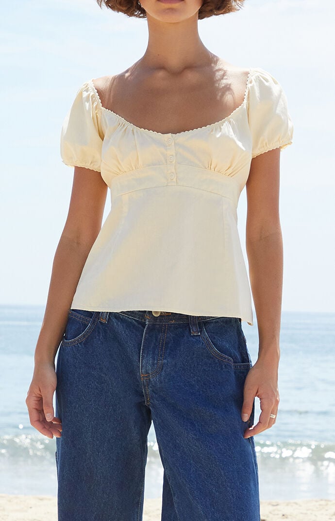 John Galt Yellow Blair Short Sleeve Top