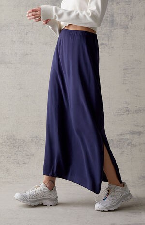 Navy Challis Midi Skirt image number 2