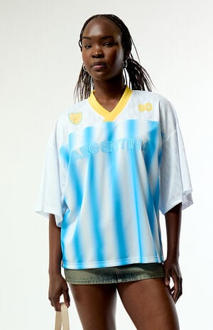 Argentina Short Sleeve Oversized Soccer Jersey image number 1