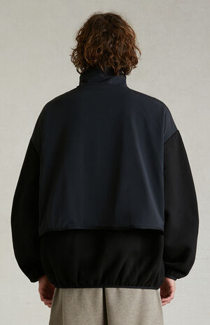 Black Nylon Fleece Mock Neck Sweatshirt image number 4