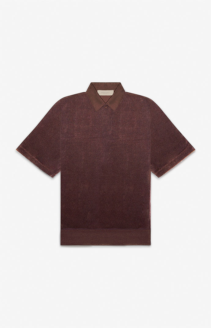 피오갓 에센셜 Fear Of God Kids Plum Terry Cloth Short Sleeve Polo Shirt