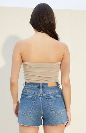 Medium Blue Curve Vintage High Waisted Denim Shorts image number 4