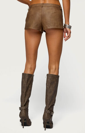 Idara Faux Leather Micro Shorts image number 3