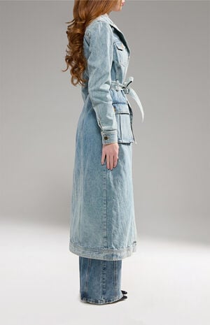 Lucienne Light Wash Denim Trench Coat image number 3