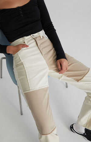 Eco Off White Patchwork Dad Jeans image number 6