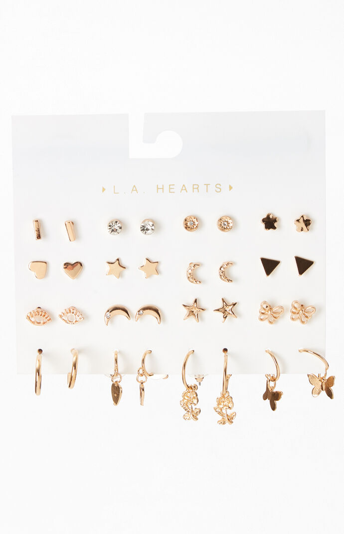 La Hearts 16 Pack Star And Moon Earrings 2024 www.prevatthistory