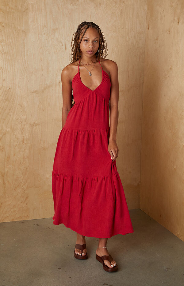 cadiz halter maxi dress Caramel Halter Maxi Dress With Slit main image 0