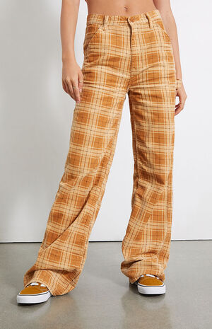 Eco Plaid Corduroy Ultra High Waisted Flare Pants image number 2