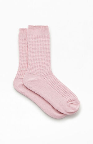 Cozy Waffle Knit Crew Socks image number 2