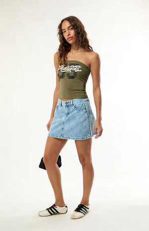 Light Indigo Mid Rise Denim Mini Skirt image number 1