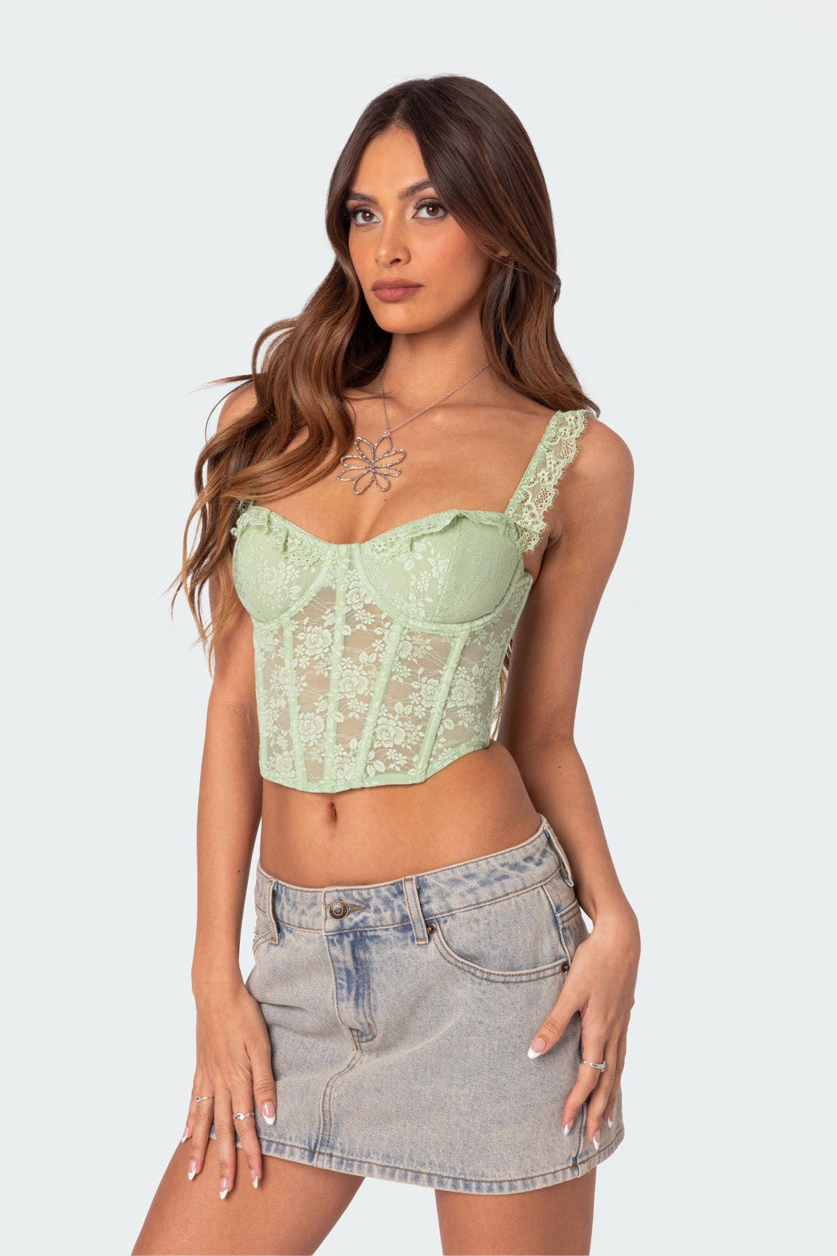 Edikted Amaya Sheer Lace Corset | PacSun