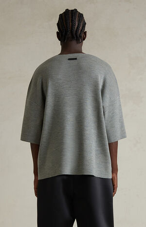 Concrete Heather Merino Wool Short Sleeve Knit T-Shirt image number 4