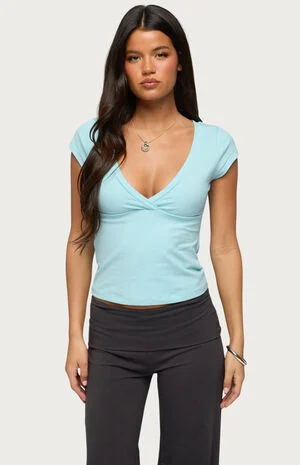 Penelopy Overlap V Neck T-Shirt image number 1