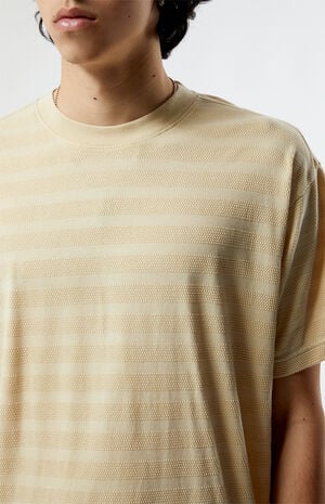 Cream Even Textured Stripe T-Shirt image number 2